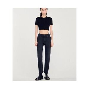 Sandro STRAIGHT-CUT JEANS WITH RAW EDGES